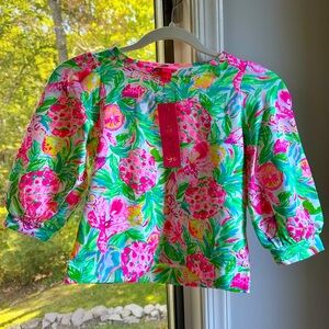 New with tags! Lilly Pulitzer 3/4 sleeve top! Girls size 8-10